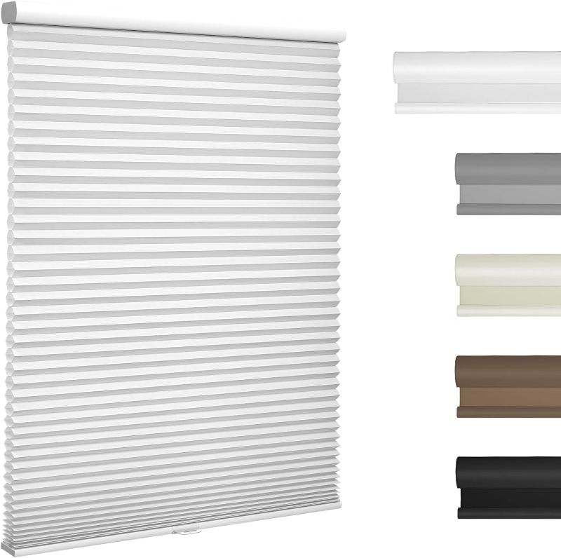 Photo 1 of Boolegon Light Filtering Cellular Shades Cordless Pull Down 1.8 Inches Cellular Blinds Thermal Insulated Honeycomb Blinds for Windows, Custom Size, White