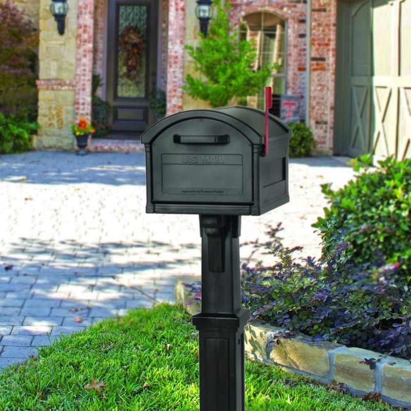 Photo 1 of ARCHITECTURAL MAILBOXES Grand Haven Plastic, Mailbox and Post Kit, Black Extra Large