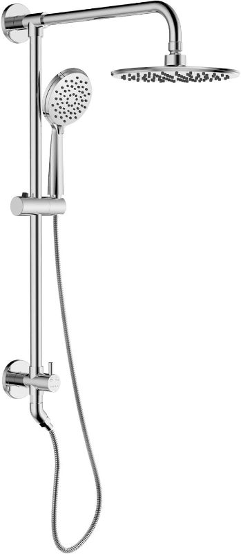 Photo 1 of 9 Inch Rain Shower Head with Handheld Shower Head Bathroom Rain Shower System Dual Shower Combo 3-Setting Handheld Sprayer with Shower Hose Bathroom Shower Faucet Set with Slide Bar Chrome