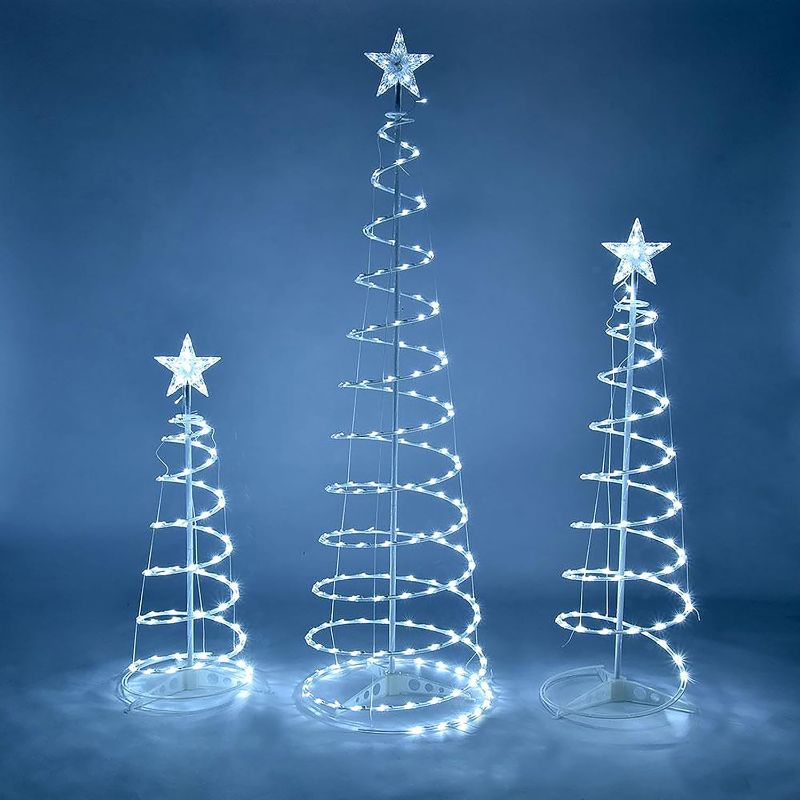 Photo 1 of 3 Pack of Spiral Trees with Pure White LEDs, (LED-3PK-SPTR-PW)