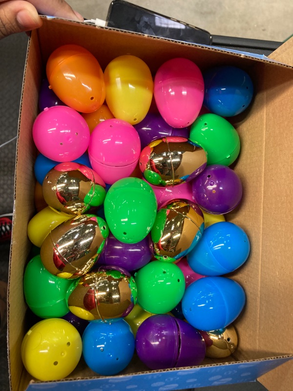 Photo 2 of [6 Golden Eggs] 300 PCS Plastic Easter Eggs, 2.3" Empty Easter Eggs Fillable Colorful Bright Plastic Eggs Bulks Easter Hunt For Easter Egg Hunt Filling Treats Easter Basket Stuffers Easter Party Favor