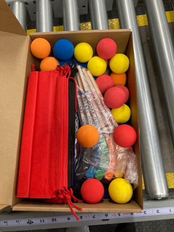 Photo 1 of Hungdao 98 Pcs Hockey Party Favors Include Hockey Pencils, Mini Foam Knee Hockey Balls Hockey Stickers Silicone Hockey Bracelets Drawstring Hockey Gift Bag for Sport Hockey Birthday Party