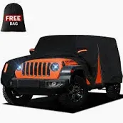 Photo 1 of Waterproof Car Cover for Jeep Wrangler 2 Door 1987-2023 JK JL CJ YJ TJ Outdoor Sun Rain Snow Hail Protection with Driver Door Zipper Custom Fit Jeep Wrangler 2 Door