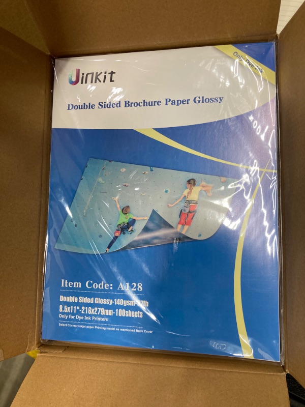 Photo 2 of Uinkit 100 sheets Brochure Paper Glossy Double Sided 8.5x11 Inkjet 37lb 140gsm Dye ink Thin Photo Picture Flyer Calendar Magazine CD Cover letter