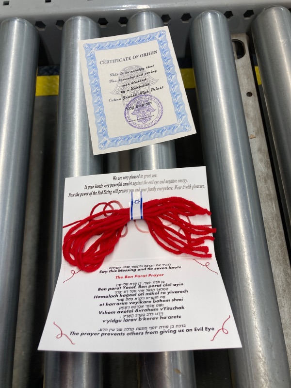 Photo 2 of 7 pcs Red String Bracelet – Original Kabbalah Against Evil Eye Protection from Rachel’s Tomb in Israel + Ben Porat Prayer + certificate of blessing + wearing instruction