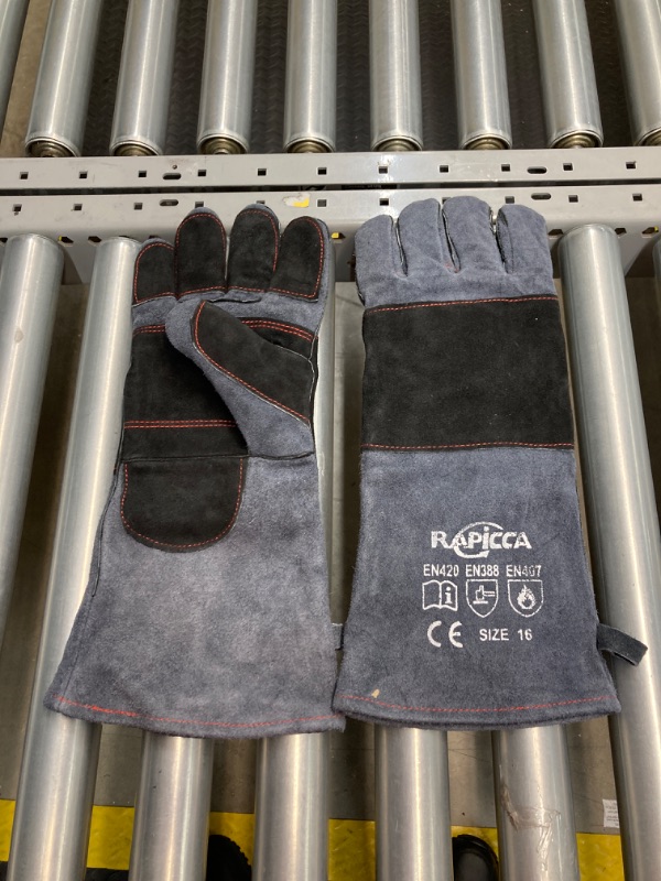 Photo 1 of 16" Fire Resistant Welding Gloves, Kevlar Padding, Heat Resistant, Double Layer, Gray Size 16
