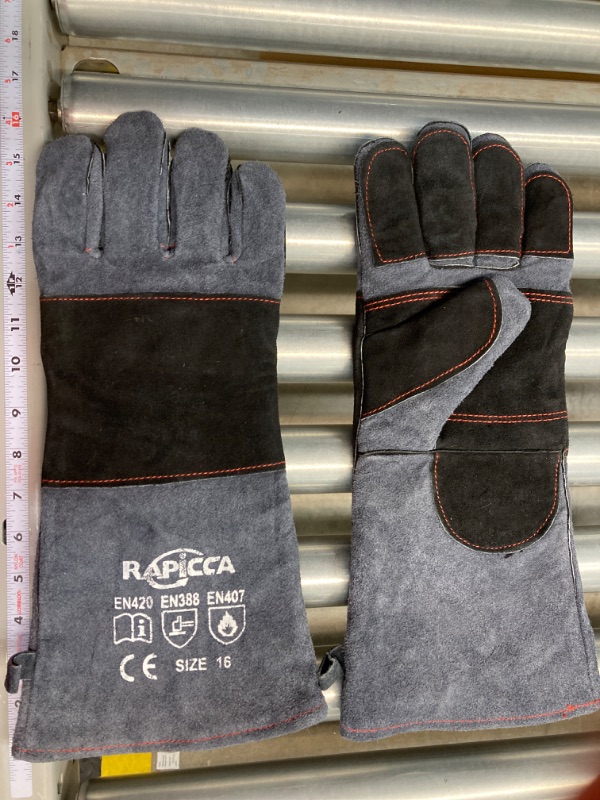 Photo 2 of 16" Fire Resistant Welding Gloves, Kevlar Padding, Heat Resistant, Double Layer, Gray Size 16
