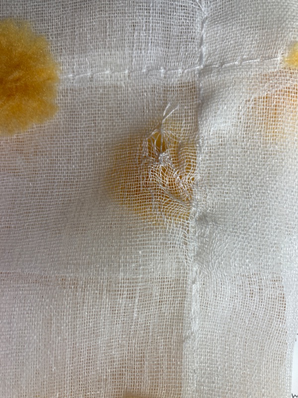 Photo 4 of *** MISSING ROD *** MYSKY HOME Orange Curtains Pom Pom Sheer Curtains for Girls Bedroom Nursery 72 Inch Long Door Curtains for Doorway 2 Panels Light Filtering Rod Pocket Semi Window Drapes 52 x 72 inch 52W x 72L Orange Pom Pom