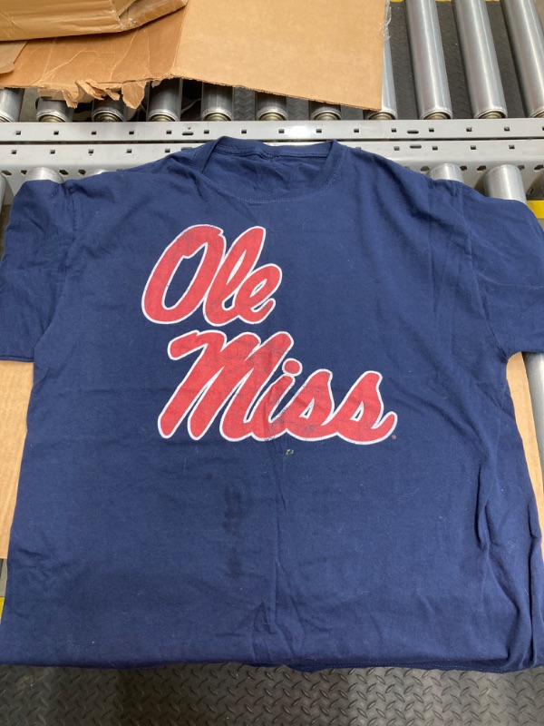 Photo 2 of **Size tag missing ** Logovision Official Collegiate Distressed Primary Logo Adult T-Shirt Collection Large University of Mississippi