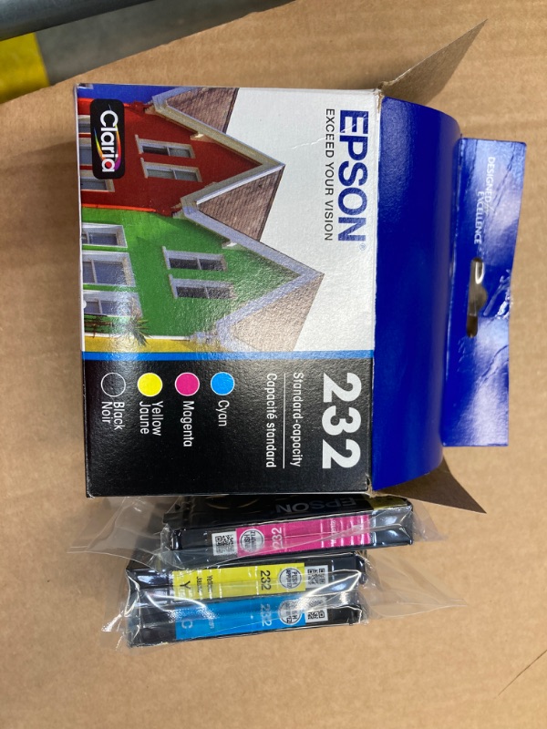 Photo 2 of *** MISSING BLACK INK *** Epson 232 Claria Ink Standard Capacity Black & Color Cartridge Combo Pack (T232120-BCS) & 232 Claria Ink Standard Capacity Color Combo Pack (T232520-S) Works with Workforce Ink Cartridge + Combo Pack