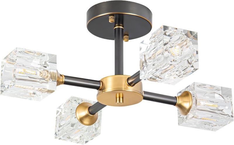 Photo 1 of *** 4 LIGHT MODEL 1023776449
C015-Black-4 *** Crystal Ceiling Light Fixture,Modern Ceiling Lamp,Length 17.71 Inches,Black Gold Color,Close to Ceiling Light Fixtures,for Bedroom, Living Room, Dining Room,Using 4 G9 Light Sources, C015-Black-4