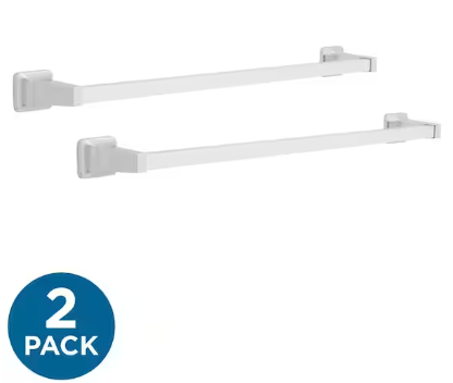 Photo 1 of *** MISSING HARDWARE *** Futura 24 in. Towel Bar Bath Hardware Accessory in Polished Chrome (2-Pack)