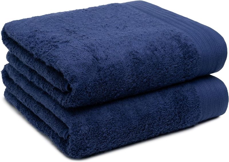 Photo 1 of 100% Cotton Bath Towels  Navy Blue Towels Set of 4 Ultra Soft and Highly Absorbent Bath Towel Set Cotton, Gym, Hotel, Spa, Machine..