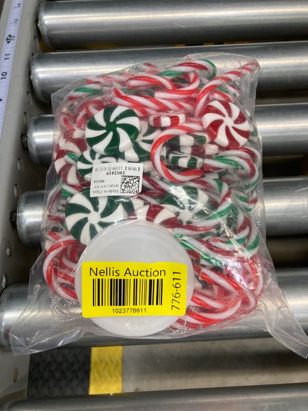 Photo 3 of  (Red, Green, White) 120Pcs Candy Cane Decorations Plastic Candy Cane Tree Hanging Decoration Candy Cane Ornament for Tree Decor Home Indoor Outdoor Party Favor