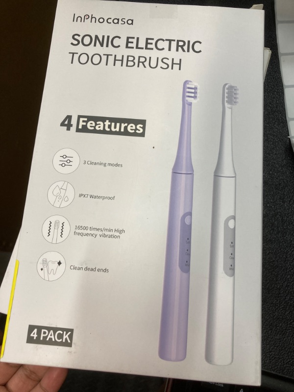 Photo 2 of 4 Pack Sonic Electric Toothbrush for Adults and Kids, Rechargeable Electric Toothbrush 3 Modes 2 Minutes Smart Timer