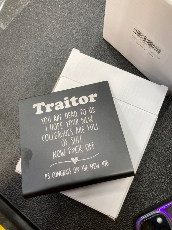 Photo 2 of Funny Traitor Gifts For Coworker black Definition Desk Sign,Coworker Leaving Gifts Traitor,New Job Gifts For Coworker, later Traitor Going Away Gifts 4X4Inches VSK129