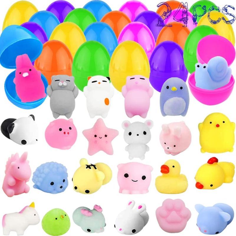 Photo 1 of 24 Packs Easter Eggs Filled with Mochi Squishy Toy ,Easter Squishies Toys Kawaii Stress Reliever for Kids Animal Squihsy for Easter Egg Hunt Filling Treats Easter Basket Stuffers Easter Party Favor