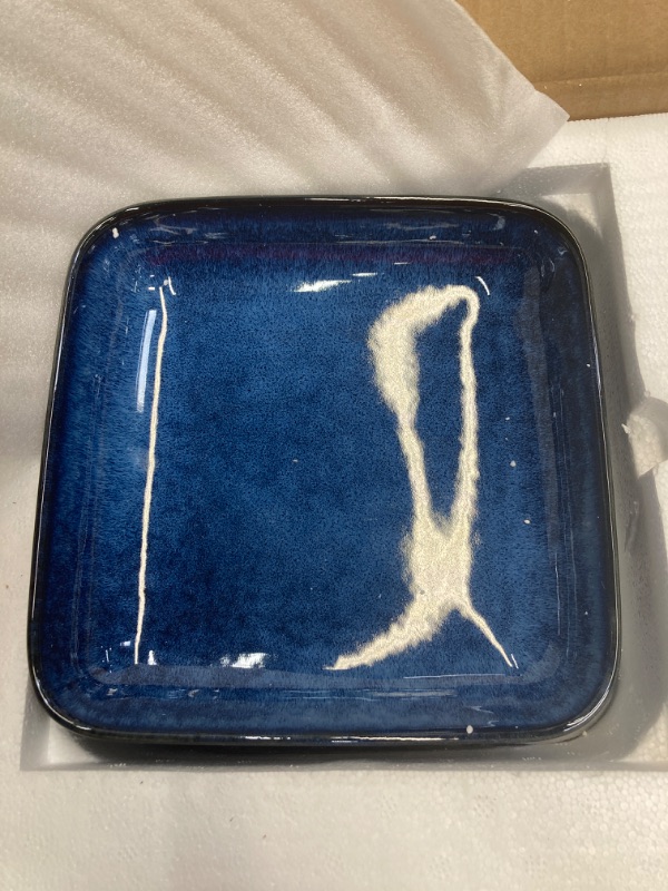 Photo 4 of ** see notes***
1 bowl and 1medium plate missing 
 vancasso Stern Blue Dinner Set- Square Reactive Glaze Tableware- 16 Pieces Kitchen Dinnerware Stoneware Crockery Set with Dinner Plate, Dessert Plate, Bowl and Soup Plate Service for 4 Service for 4 (14 p