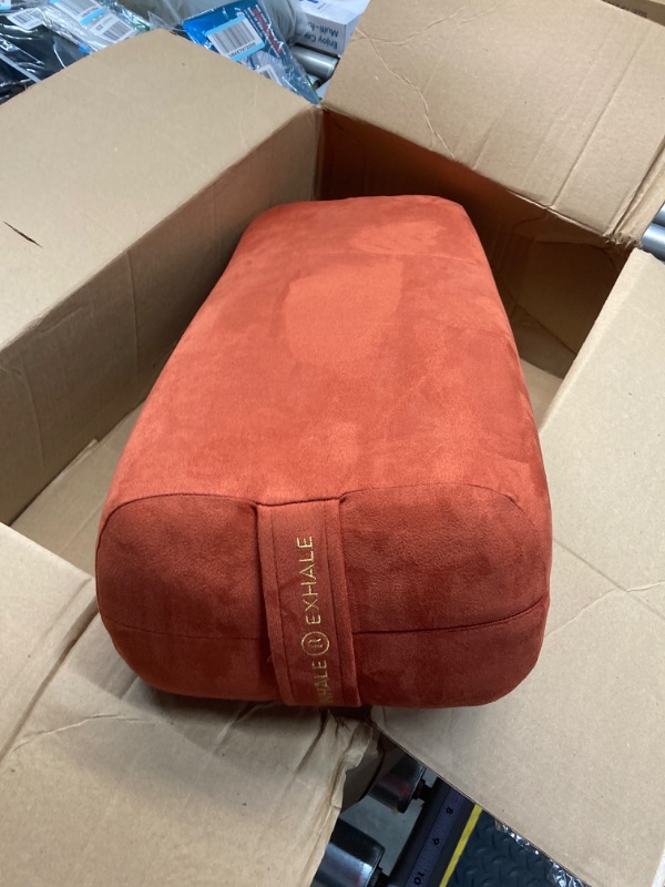 Photo 1 of AJNA Yoga Bolster Pillow - Luxurious 100% Organic Vegan Suede - Yoga Bolster for Restorative Yoga - Rectangular Yoga Pillow with Carry Handle - Machine Washable Cover Amber