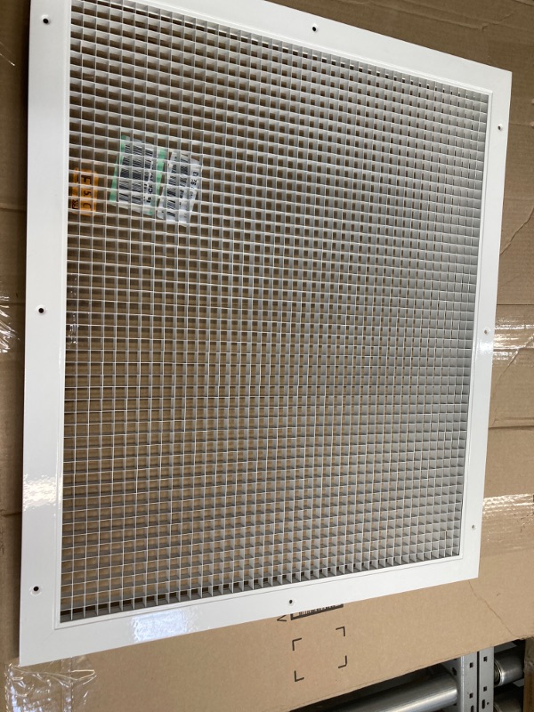 Photo 3 of 22" x 26" Cube Core Eggcrate Return Air Grille - Aluminum Rust Proof - HVAC Vent Duct Cover - White [Outer Dimensions: 24.75"w X 28.75"h]