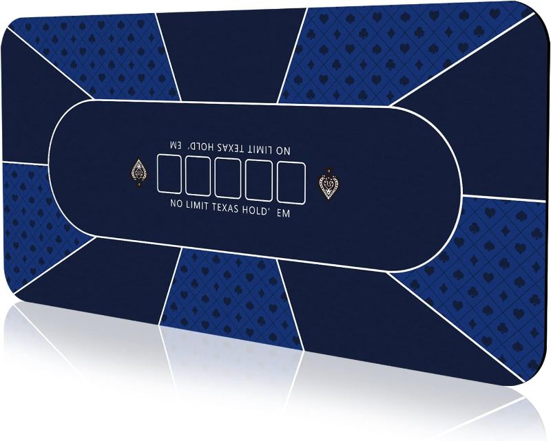Photo 1 of 70 x 35 Inch Poker Mat, 8 Players Texas Hold'em Poker Rubber Mat Poker Topper for Tables, Folding Portable Poker Table Top Layout w/Carrying Bag for Poker Games, Blackjack, Casino