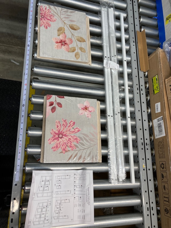 Photo 2 of *** MISSING PIECES *** WLIVE 9 Drawer Dressers for Bedroom, Tall Dresser for Closet, Living Room, Hallway, Dressers Bedroom Furniture, Dresser Organizer, Storage Tower with Fabric Drawers, White Metal Frame, Floral Painted
