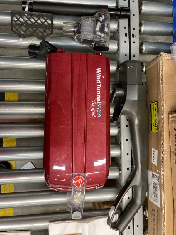 Photo 3 of *** MISSING PIECES *** Hoover WindTunnel Max Bagged Upright Vacuum Cleaner, with HEPA Media Filtration, 30ft. Power Cord, UH30600, Red