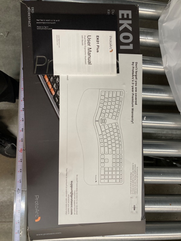 Photo 3 of ProtoArc Backlit Wireless Ergonomic Keyboard, EK01 Plus Full Size Ergo Keyboard with Wrist Rest, Split Design, USB-C Charging, Bluetooth and USB, Natural Typing Compatible with Windows/Mac/Android