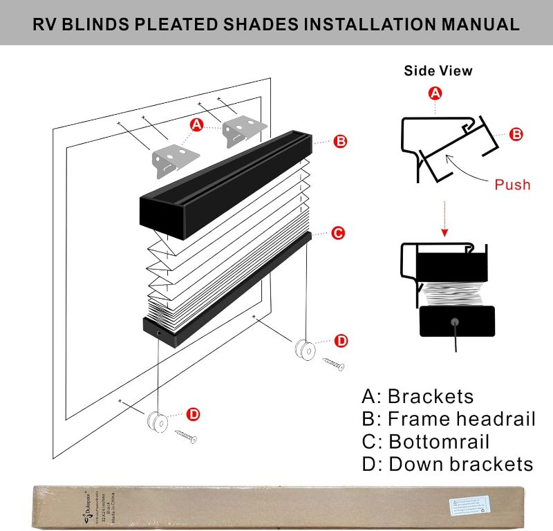 Photo 2 of Dulepax RV Blinds ,RV Pleated Shades ,RV Blinds Pleated Shades, 26" W x 24" L Black RV Window Shades ,Camper Blinds ,RV Window Blinds for RV Camper Travel Trailers Motorhome's Window 