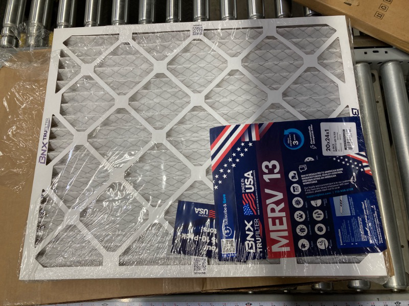 Photo 2 of BNX TruFilter 20x24x1  Air Filter MERV 13 (4-Pack) - MADE IN USA - Electrostatic Pleated Air Conditioner HVAC AC Furnace Filters for Allergies, Pollen, Mold, Bacteria, Smoke, Allergen, MPR 1900 FPR 10 20x24x1 4-Pack