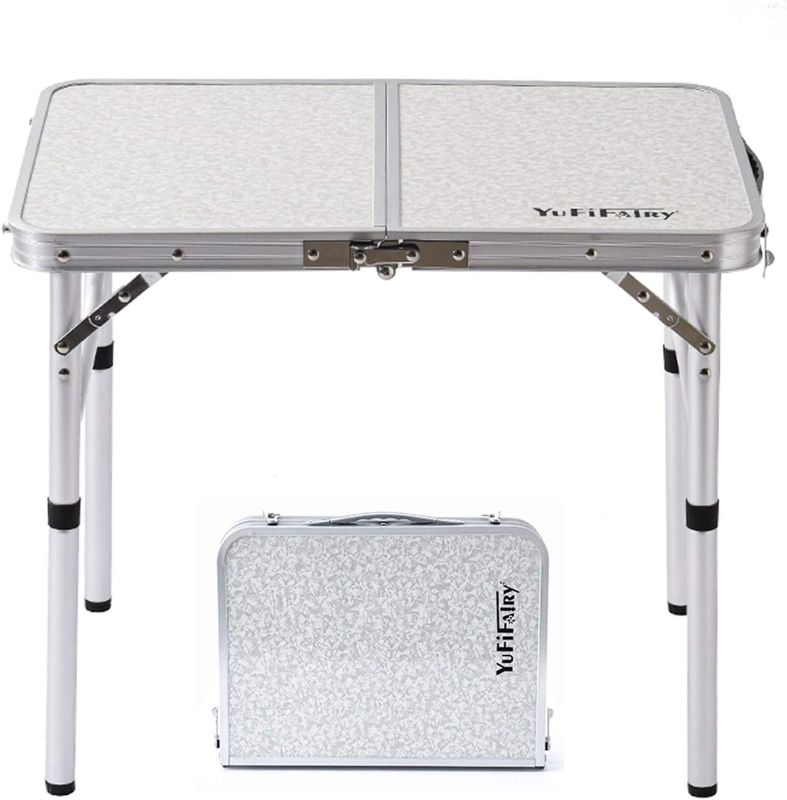 Photo 1 of Folding Camp Table Small, 24''L x16''W with Adjustable Height Legs, Indoor Outdoor Lightweight Portable Aluminum Dining Table for Picnic...
