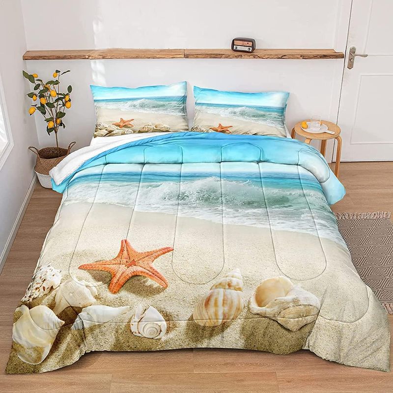 Photo 1 of  Beach Bed Set Soft Microfiber Lightweight King Size Bedding Comforter Set Ocean Comforter