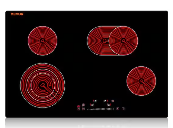 Photo 1 of Built in Electric Stove Top 30 in. 4 Burners Glass Radiant Cooktop with Sensor Touch Control, Timer and Child Lock,Black