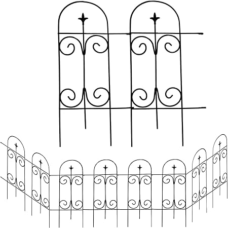 Photo 1 of 2 Inch x 20 Feet Black Decorative Garden Fence Folding Border Fence, Decorative Folding Wire Fencing Border Edge Garden Fencing Animal Barrier 