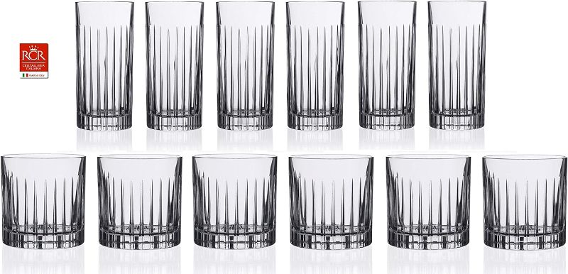 Photo 1 of Anchor Hocking 16 Piece Anniston Drinking Glass Set, Set of 8 Tumblers/Highball Glasses & 8 Rocks Glasses, Lead-Free Everyday Glasses