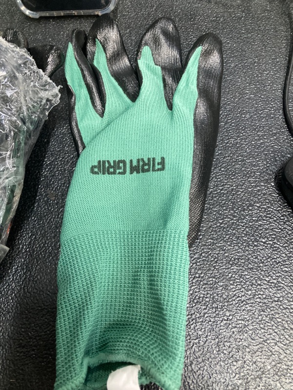 Photo 2 of Work Gloves FN320, 2 Pairs, 3D-Comfort Stretchy Fit, Firm Grip, Thin & Lightweight, Durable, Breathable & Cool, Machine Washable, Green