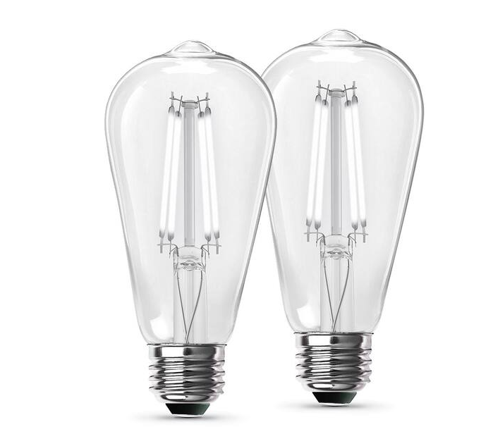 Photo 1 of 60W Equivalent ST19 CEC Dimmable Straight Filament Clear Glass E26 Vintage Edison LED Light Bulb Daylight 5000K (2-Pack)
