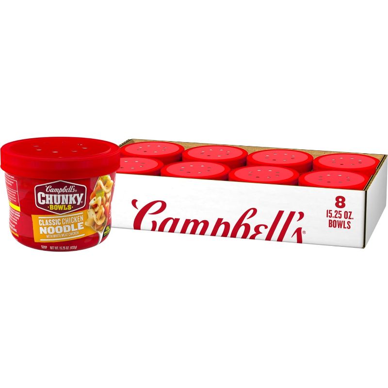 Photo 1 of Campbell's Chunky Soup, Classic Chicken Noodle Soup, 15.25 oz Microwavable Bowl (Case of 8)  Exp Jan 2 2025
