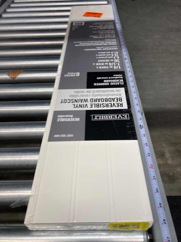 Photo 1 of 1/4 in. D x 7-1/4 in. W x 36 in. L Glue-On Tongue and Groove White PVC Wainscoting Panel (6-Pack)