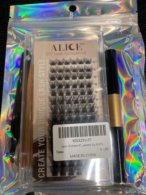 Photo 2 of ALICE Fluffy Lash Clusters Kit Lash Extension Kit Thick 3D Wispy DIY Eyelash Extension Kit with 220Pcs Mink Look Individual Lashes, Lash Bond and Remover,Tweezers