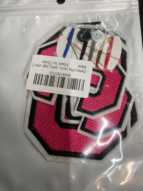 Photo 1 of 4Pcs Iron on Letter Patches Pink, 2 Sizes 4.5inch and 3.14inch Embroidered Alphabet Patches for Clothing Jackets Hats Backpacks Jeans Large Letter C