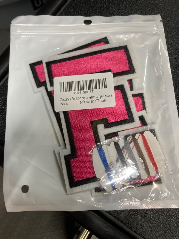 Photo 1 of 4Pcs Iron on Letter Patches Pink, 2 Sizes 4.5inch and 3.14inch Embroidered Alphabet Patches for Clothing Jackets Hats Backpacks Jeans Large Letter F