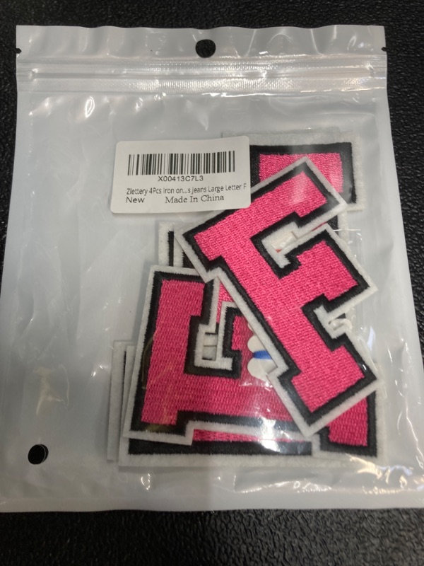 Photo 1 of 4Pcs Iron on Letter Patches Pink, 2 Sizes 4.5inch and 3.14inch Embroidered Alphabet Patches for Clothing Jackets Hats Backpacks Jeans Large Letter F