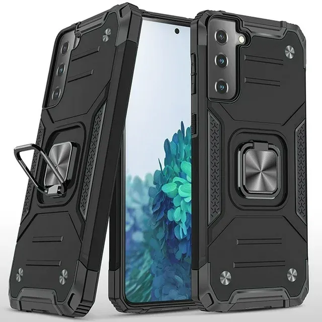 Photo 1 of For Samsung Galaxy S21 Fe Robust Magnetic Kickstand Hybrid Case Cover - Black
