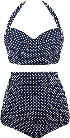 Photo 1 of Angerella Women Vintage Polka Dot High Waisted Bathing Suits Bikini Set
