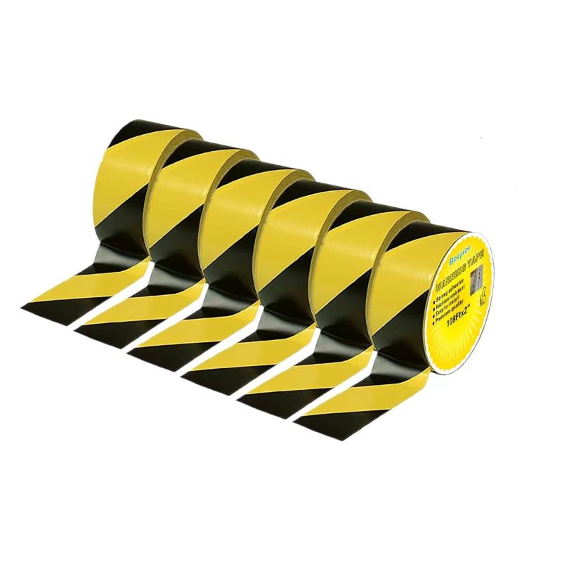 Photo 1 of 6 Pack High Visibility Black & Yellow Hazard Warning Safety Stripe Tape?2" × 108' Stripe Floor Safety Marking Tape