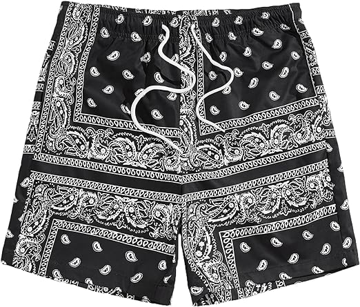 Photo 1 of Floerns Men's Boho Tribal Print Drawstring Waist Summer Shorts with Pocket