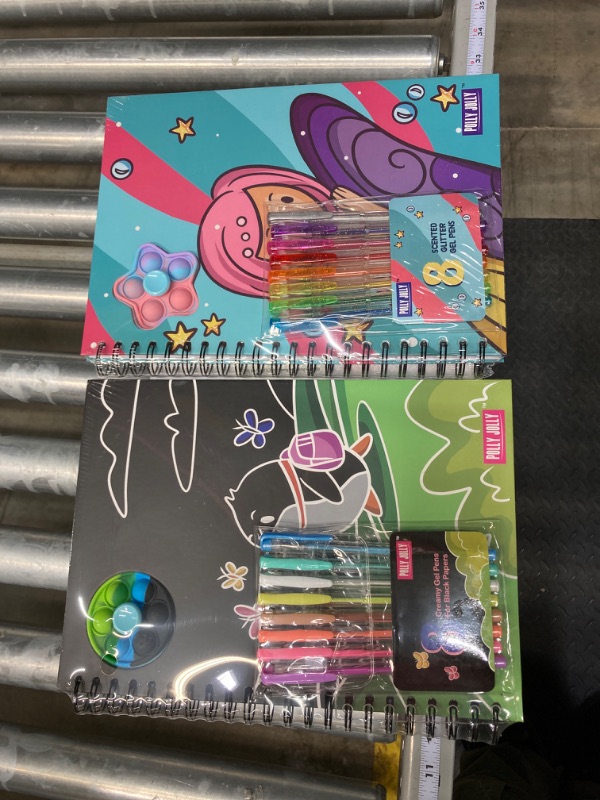 Photo 1 of Kids' Drawing Kits, Spiral Notebook, Fidget Notebook and Large Drawing Book Set for Kids 8-12, Coloring Book with 2 Stress Relief Toys/4 Painting Template Sheets and 16 Gel Pens.
