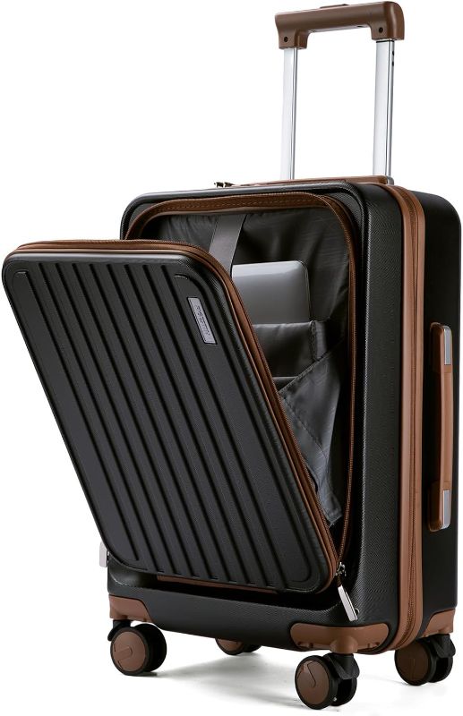 Photo 1 of Carry on Luggage 22x14x9 Airline Approved, 20 inch Carry on Luggage with Front Compartment, Travel Carry on Suitcase Lightweight with Wheels Black (TSA Approved)
