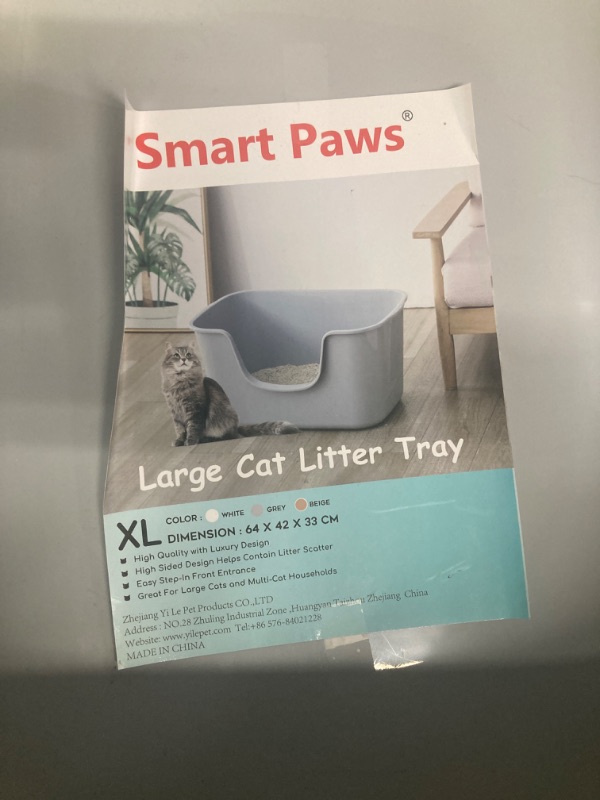 Photo 3 of Smart Paws Cat Litter Box with High Sides,Large Litter Box (Grey)